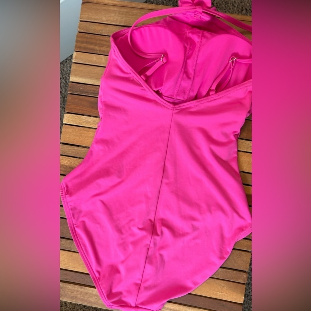 NWT SMALL Kate Spade HOT PINK Fuchsia One Piece ROSE HULTER SWIMSUIT barbiecore - Picture 7 of 7